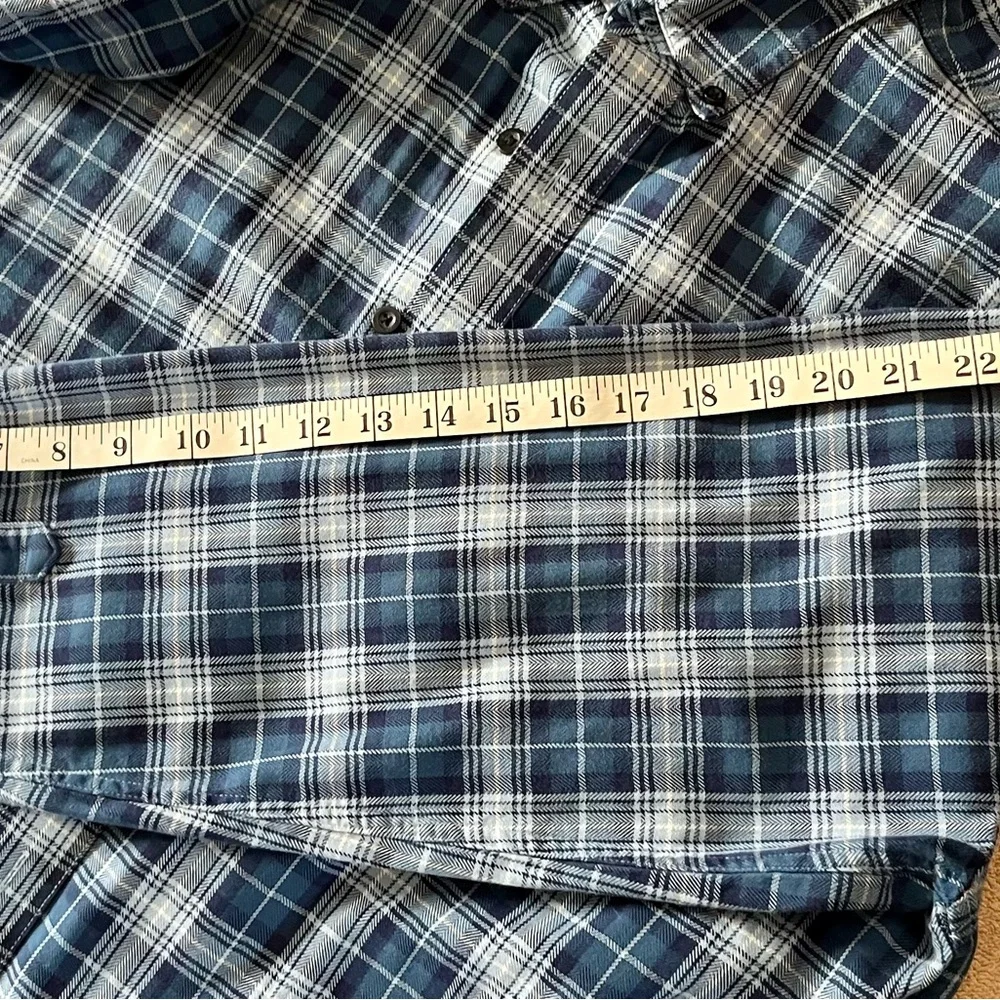 L.L. Bean Classic Blue White plaid‎ button down shirt Office Casual Large Tall